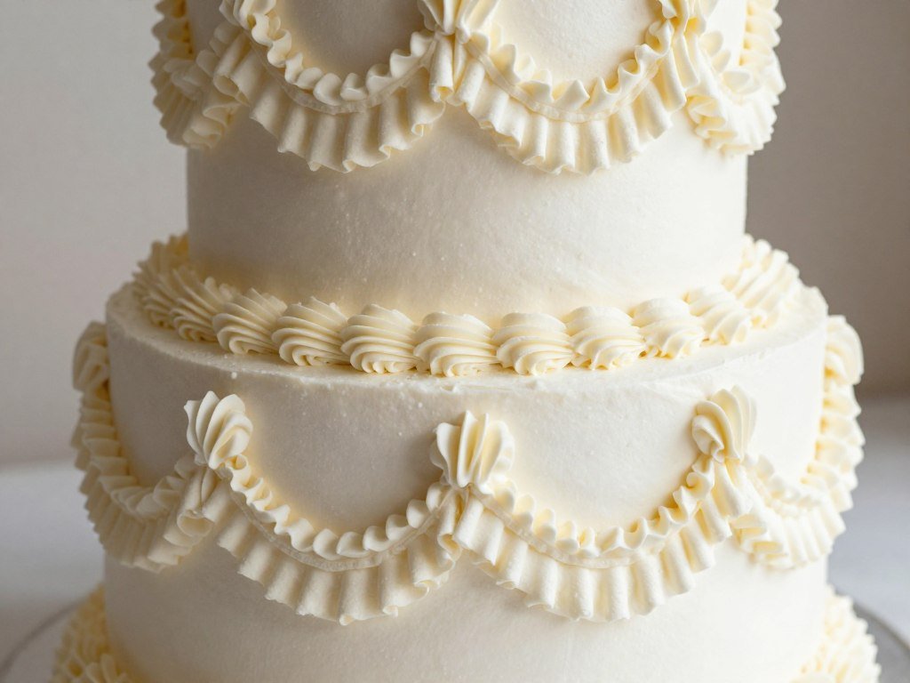 white ruffled buttercream birthday cake with vintage aesthetic white ruffled buttercream birthday cake with vintage aesthetic