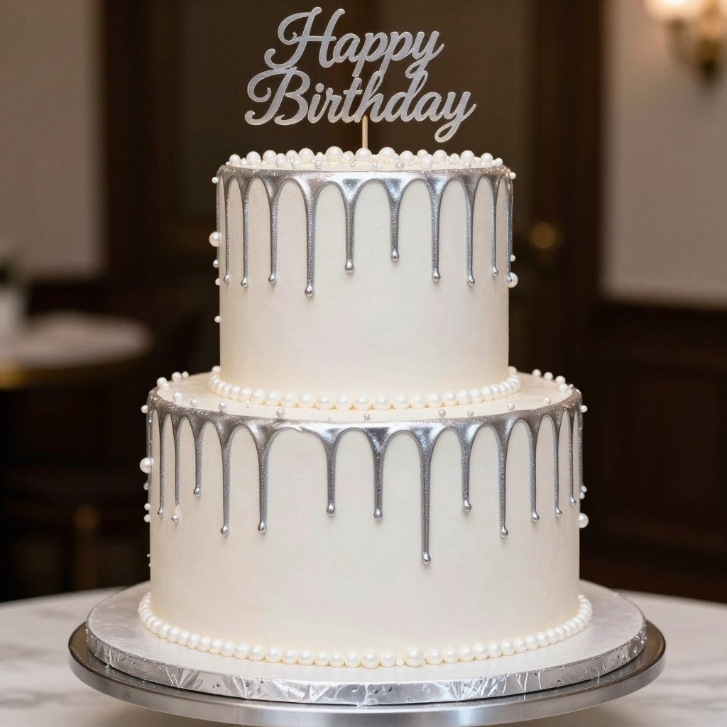 white square cake with silver drip and pearls white square cake with silver drip and pearls
