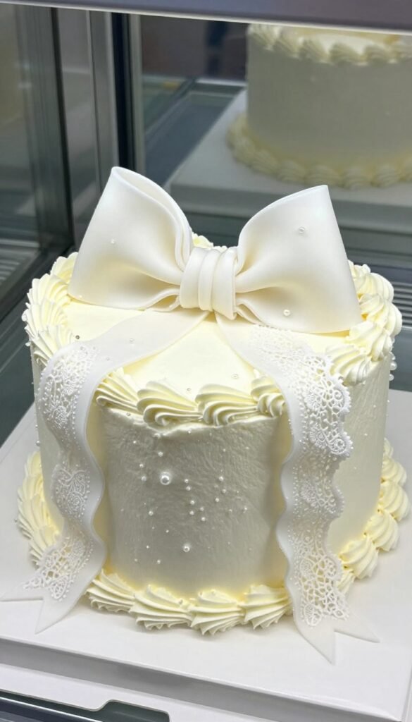 white vintage heart cake design