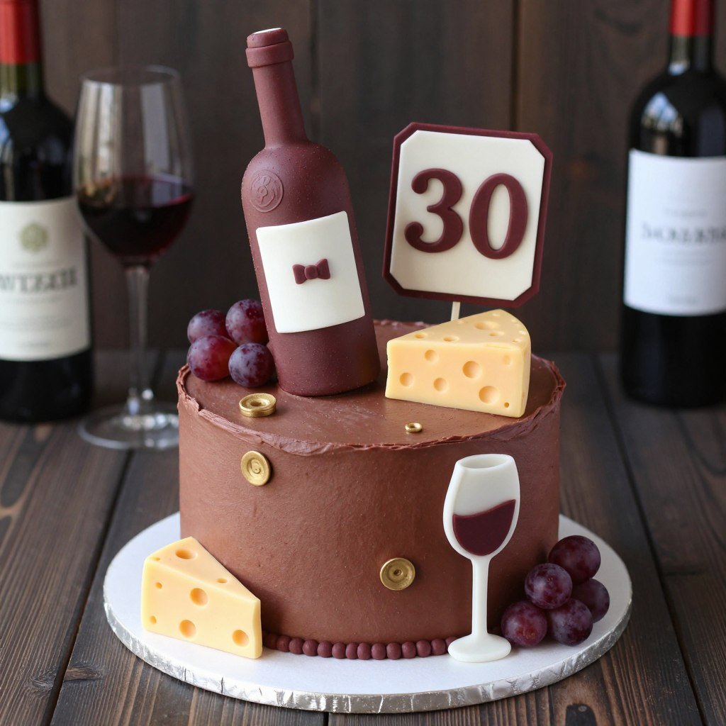 wine and cheese themed sophisticated cake