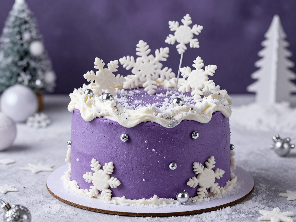 winter purple birthday cake aesthetic girly