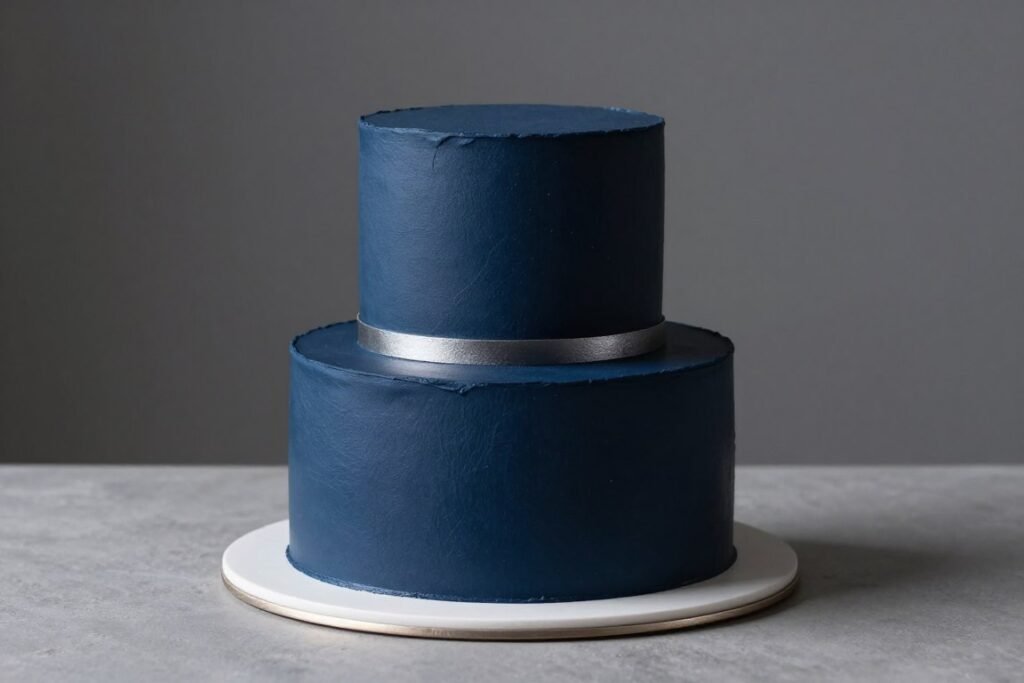 winter themed deep blue korean cake with elegant design winter themed deep blue korean cake with elegant design