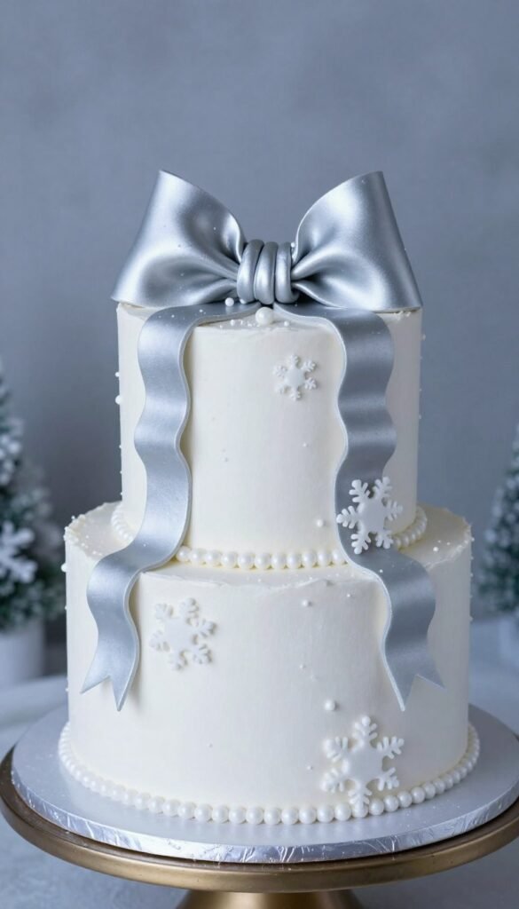 winter wonderland bow cake
