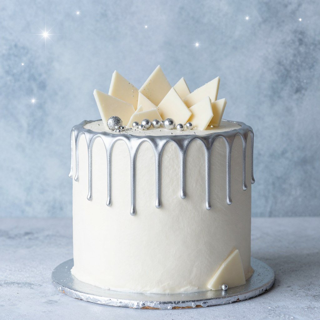 women birthday cakes with winter white and silver theme women birthday cakes with winter white and silver theme