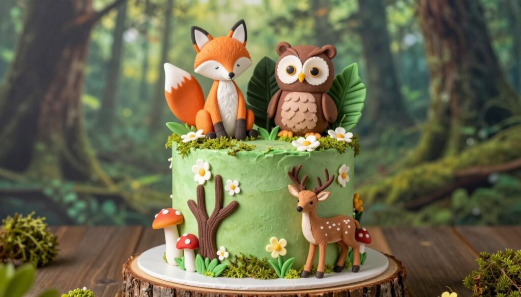 woodland cake designs birthday animals with foxes bears and forest decorations woodland cake designs birthday animals with foxes bears and forest decorations