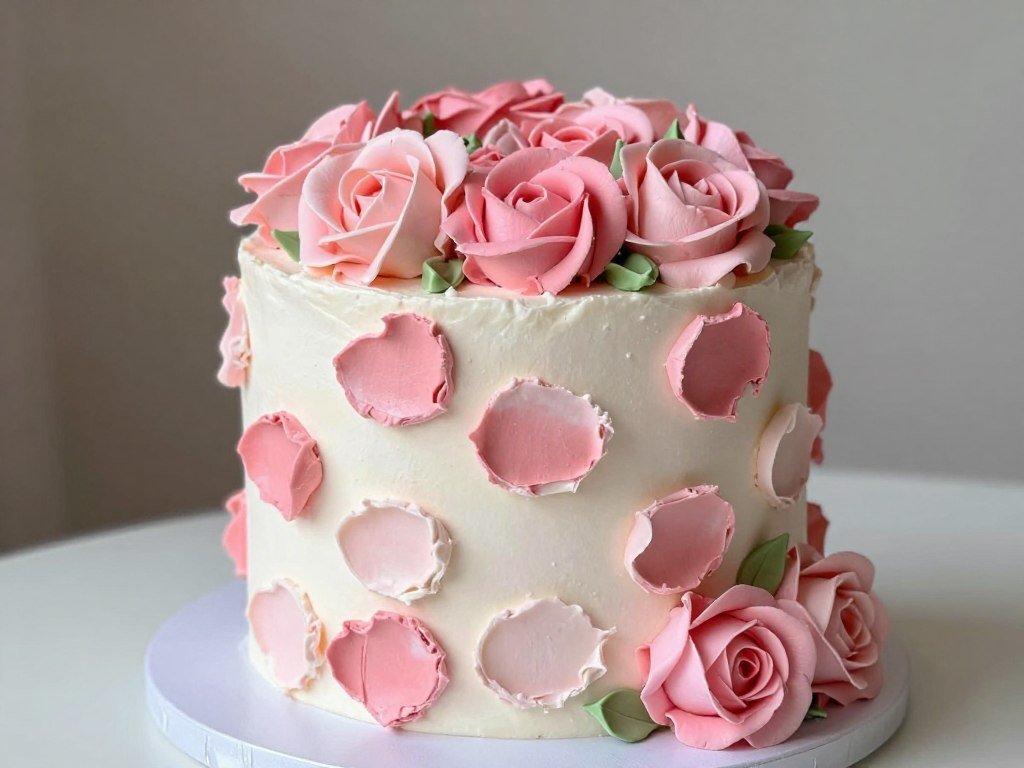 year old birthday cake with buttercream flowers in pink tones year old birthday cake with buttercream flowers in pink tones