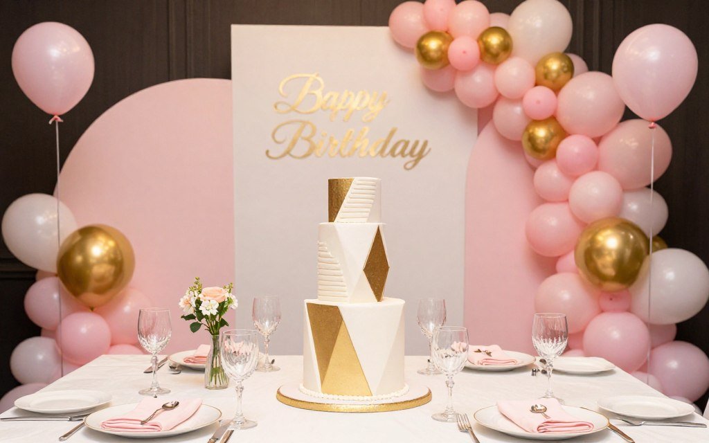 year old birthday party with modern geometric cake centerpiece year old birthday party with modern geometric cake centerpiece